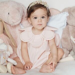 Charming Pink Petal Collar romper